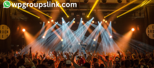A Group of People having fun in a concert and also showing Music whatsapp group links